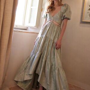 V. Chapman Emma Dress in Sage Windsor Brocade